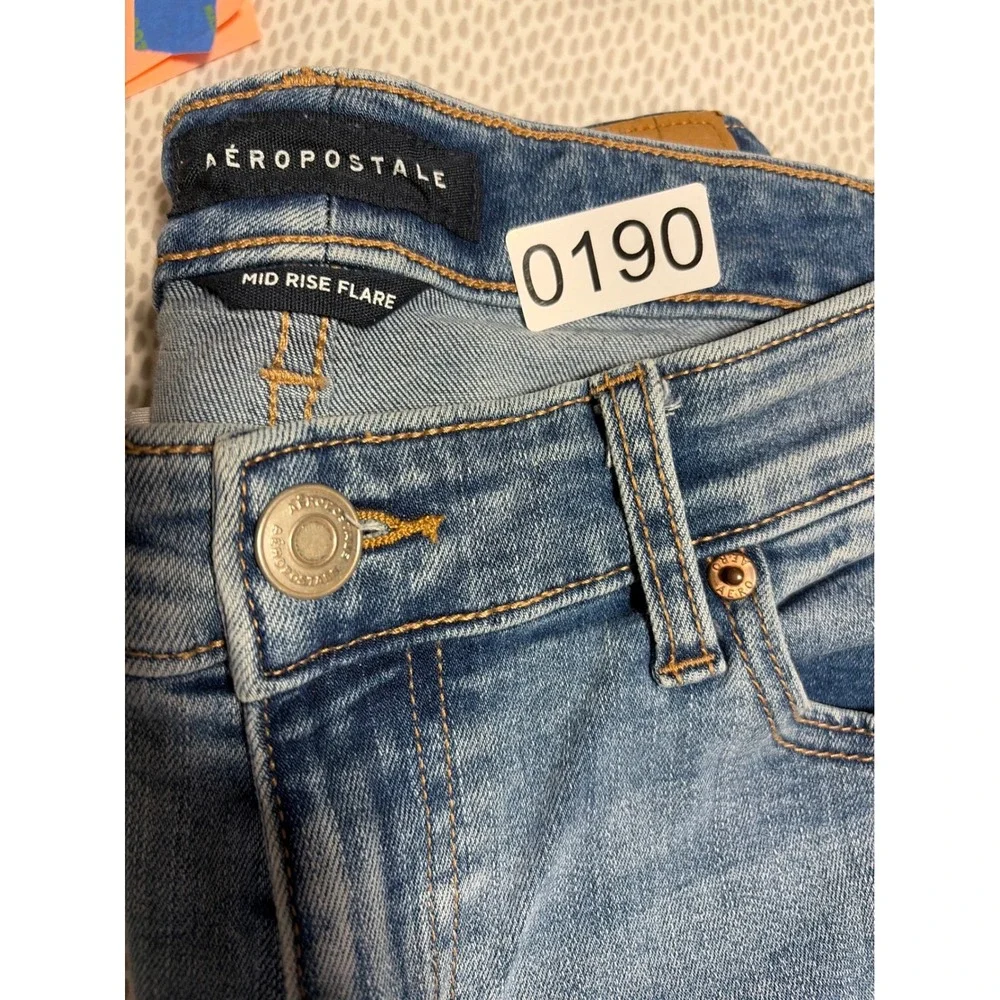 Aéropostale Mid Rise Flare Light‎ Blue Denim Jeans Stretch 5-Pocket